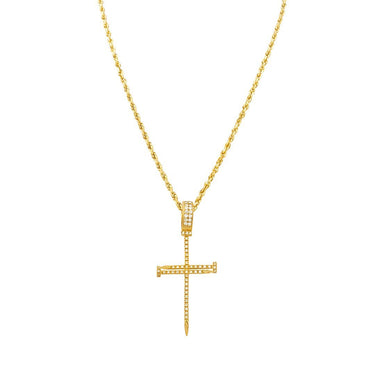 Yellow Diamond Cross Pendant in 14k Yellow Gold 0.65 Ctw